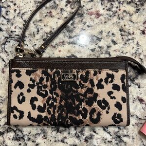 Coach wristlet wallet Pouch leopard print